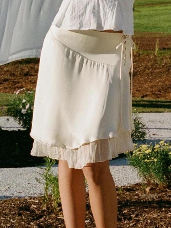 Princess Polly Dresses & Skirts - SOLD Princess Polly Rosemead Satin Midi Skirt Cream